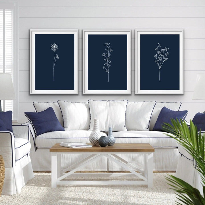 Hamptons Sweet Botanicals - Three Piece Print Set Triptych - I Heart Wall Art - Poster Print, Canvas Print or Framed Art Print
