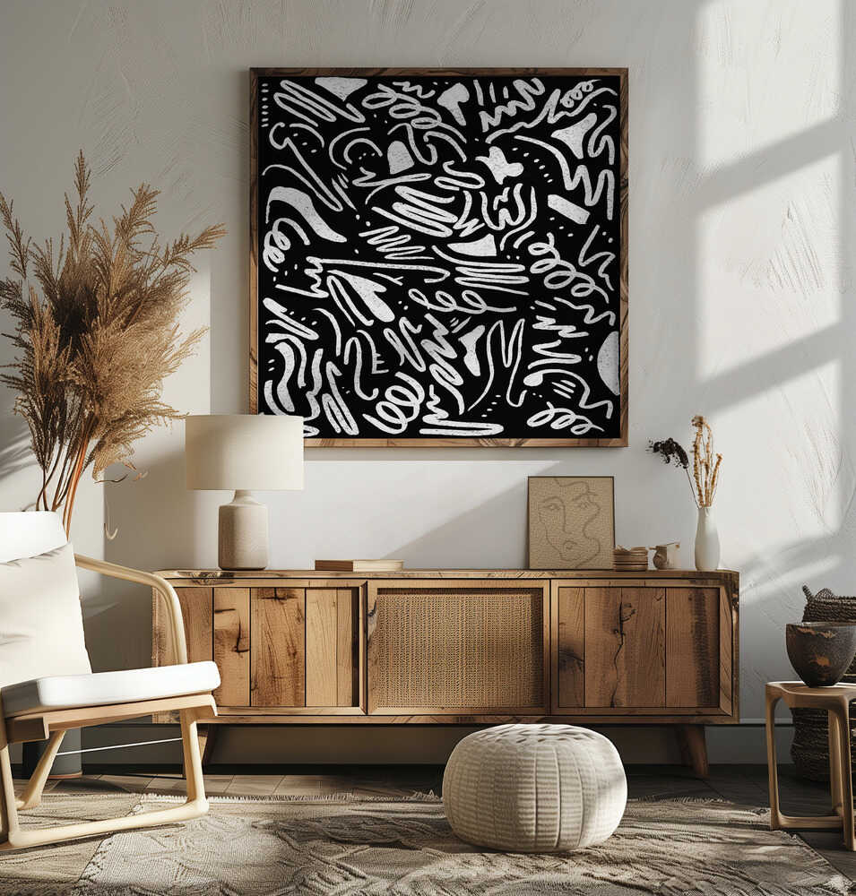 Hand Drawn Mudcloth Pattern in black and white by Alyssa Hamilton Art - Stretched Canvas, Poster or Fine Art Print - I Heart Wall Art - Poster Print, Canvas Print or Framed Art Print