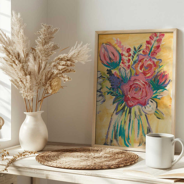 Hand painted abstract floral bouquet by Alyssa Hamilton Art - Stretched Canvas, Poster or Fine Art Print - I Heart Wall Art - Poster Print, Canvas Print or Framed Art Print