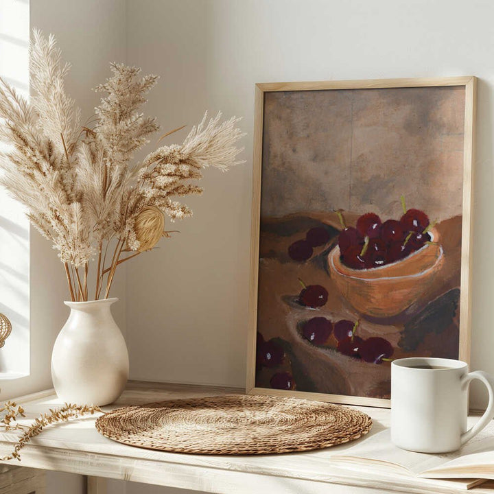 Hand Painted Still Life Cherries by Alyssa Hamilton Art - Stretched Canvas, Poster or Fine Art Print - I Heart Wall Art - Poster Print, Canvas Print or Framed Art Print