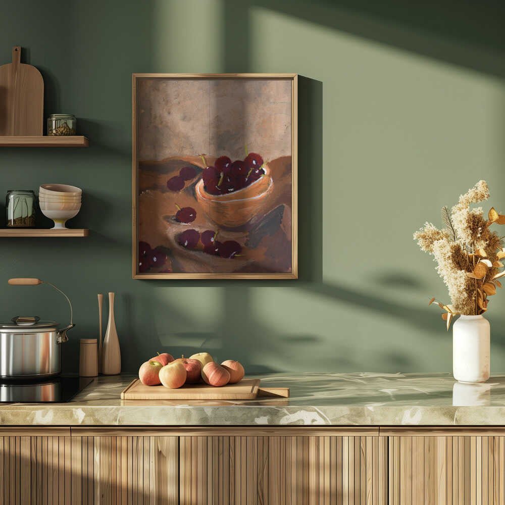 Hand Painted Still Life Cherries by Alyssa Hamilton Art - Stretched Canvas, Poster or Fine Art Print - I Heart Wall Art - Poster Print, Canvas Print or Framed Art Print