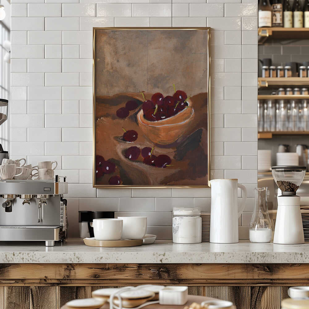 Hand Painted Still Life Cherries by Alyssa Hamilton Art - Stretched Canvas, Poster or Fine Art Print - I Heart Wall Art - Poster Print, Canvas Print or Framed Art Print