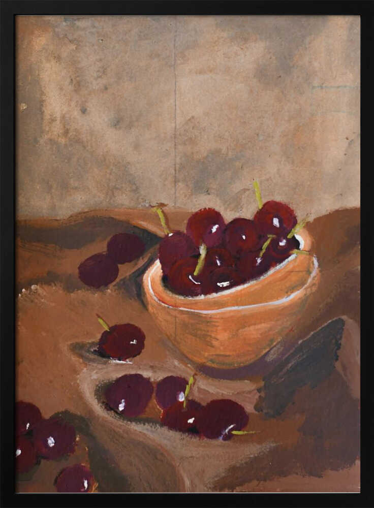 Hand Painted Still Life Cherries by Alyssa Hamilton Art - Stretched Canvas, Poster or Fine Art Print - I Heart Wall Art - Poster Print, Canvas Print or Framed Art Print