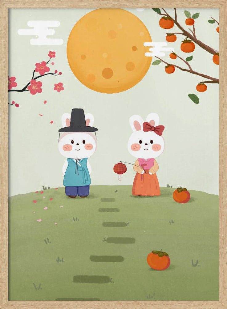 Happy Mid Autumn Festival Tradition - Stretched Canvas, Poster or Fine Art Print I Heart Wall Art
