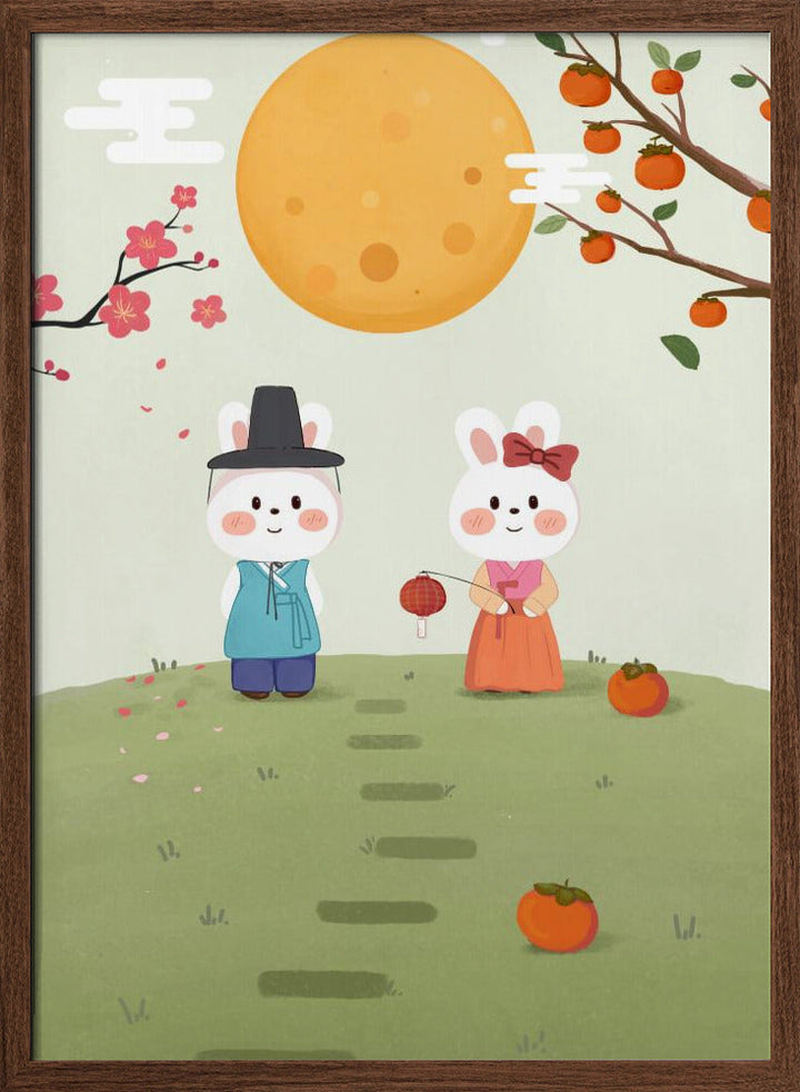 Happy Mid Autumn Festival Tradition - Stretched Canvas, Poster or Fine Art Print I Heart Wall Art