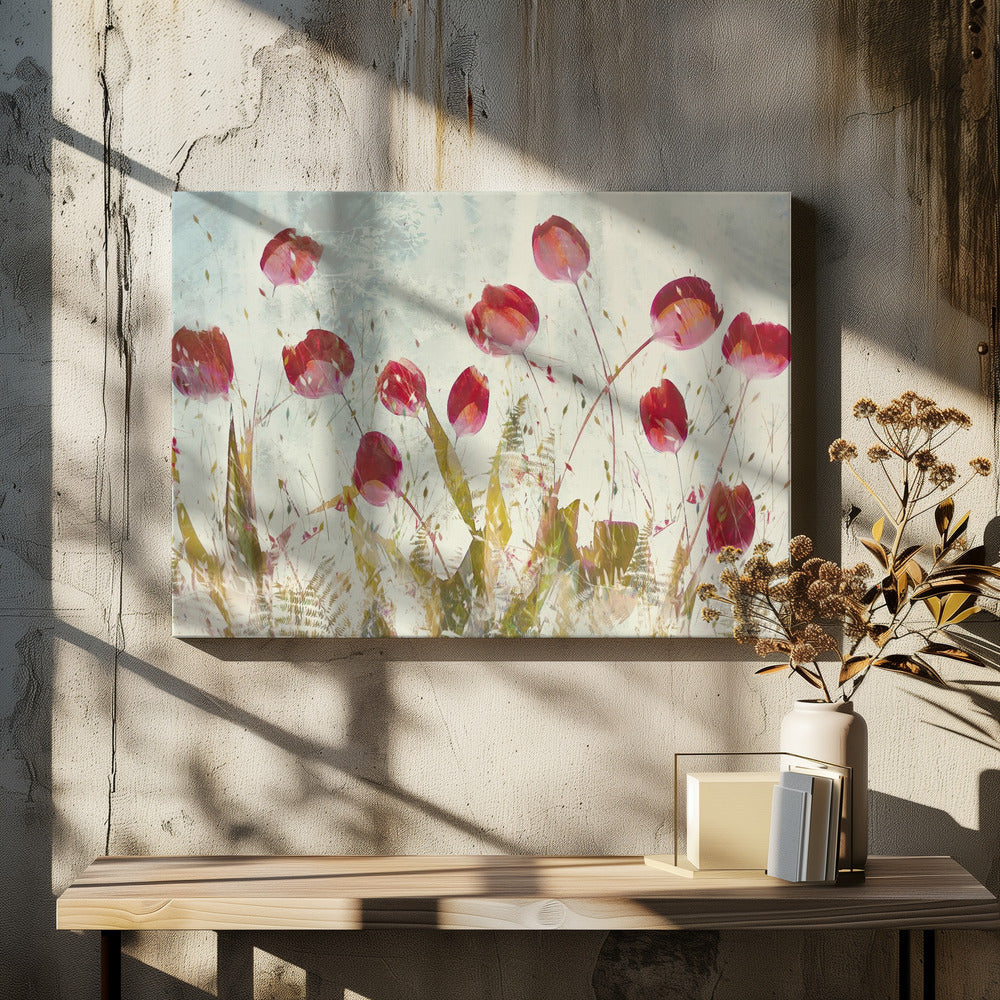 Happy tulips - Square Stretched Canvas, Poster or Fine Art Print I Heart Wall Art