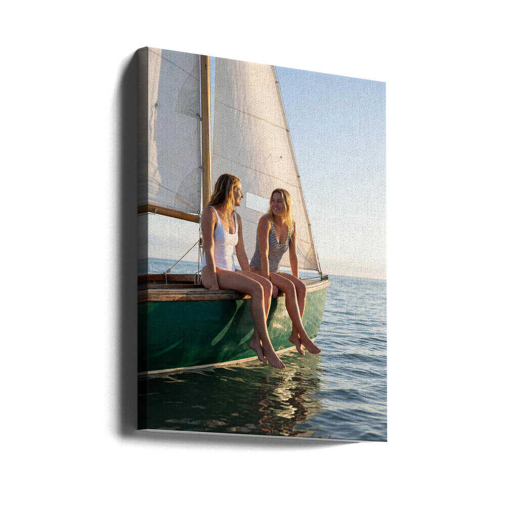 Happy Women on Sailboat - Stretched Canvas, Poster or Fine Art Print - I Heart Wall Art - Poster Print, Canvas Print or Framed Art Print