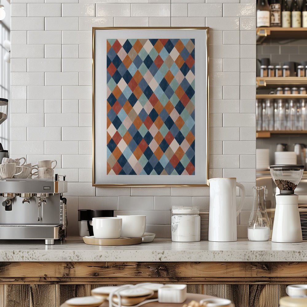 Harlequin Pattern With Multicolored Diamond hapes - Stretched Canvas, Poster or Fine Art Print - I Heart Wall Art - Poster Print, Canvas Print or Framed Art Print