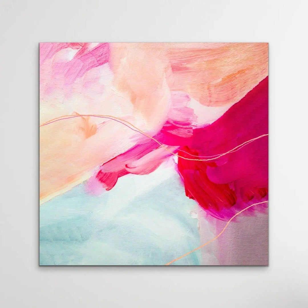 Harriet -Bright Pink and Peach Abstract Artwork - I Heart Wall Art