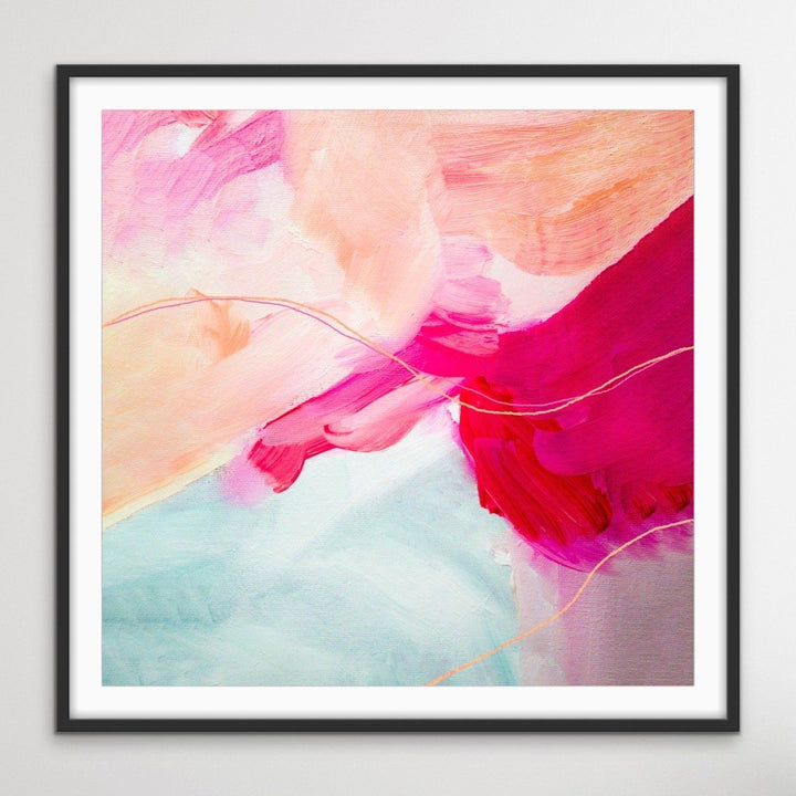 Harriet -Bright Pink and Peach Abstract Artwork - I Heart Wall Art