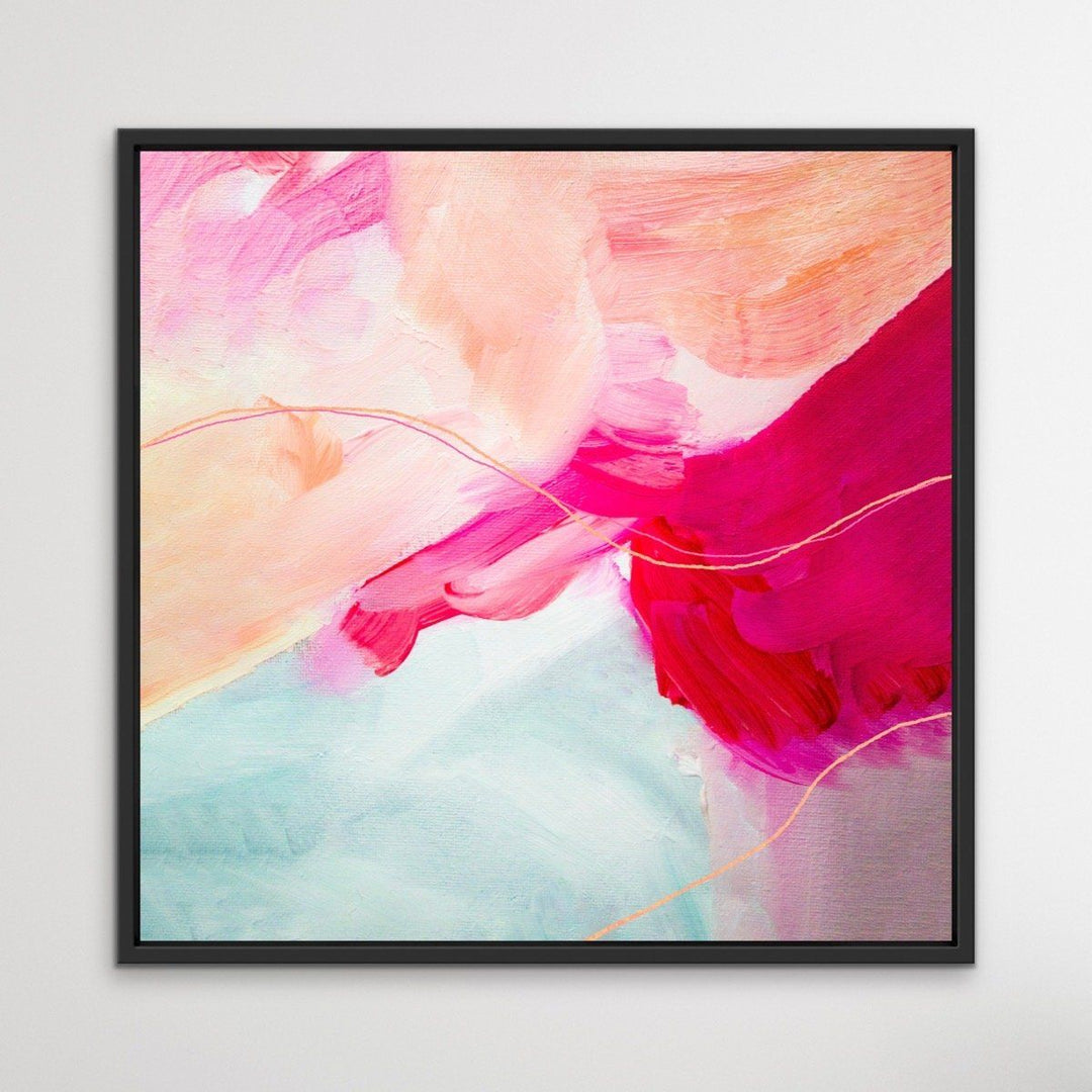 Harriet -Bright Pink and Peach Abstract Artwork - I Heart Wall Art