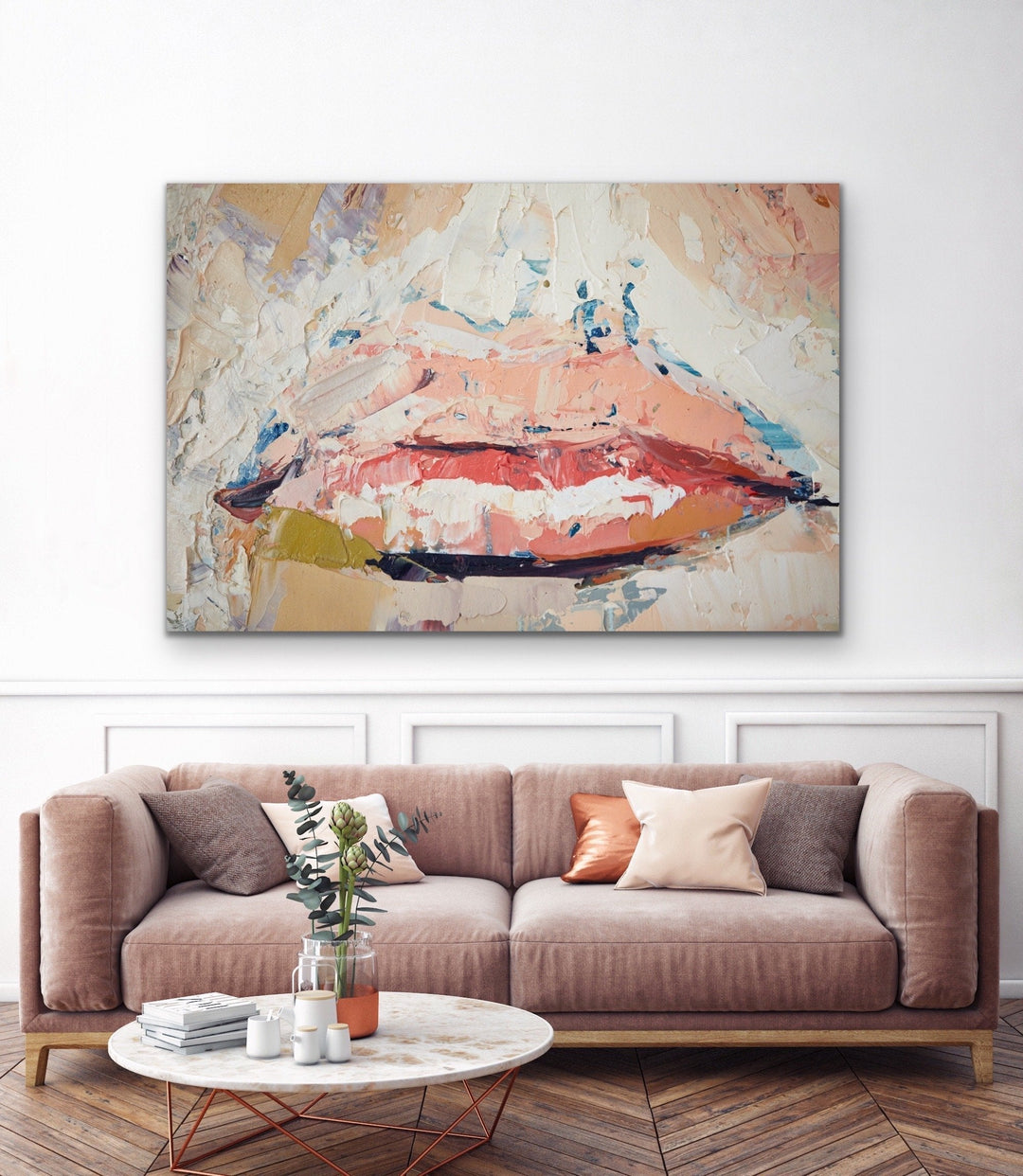 Her Lips - Portrait Print On Canvas Or Paper - I Heart Wall Art