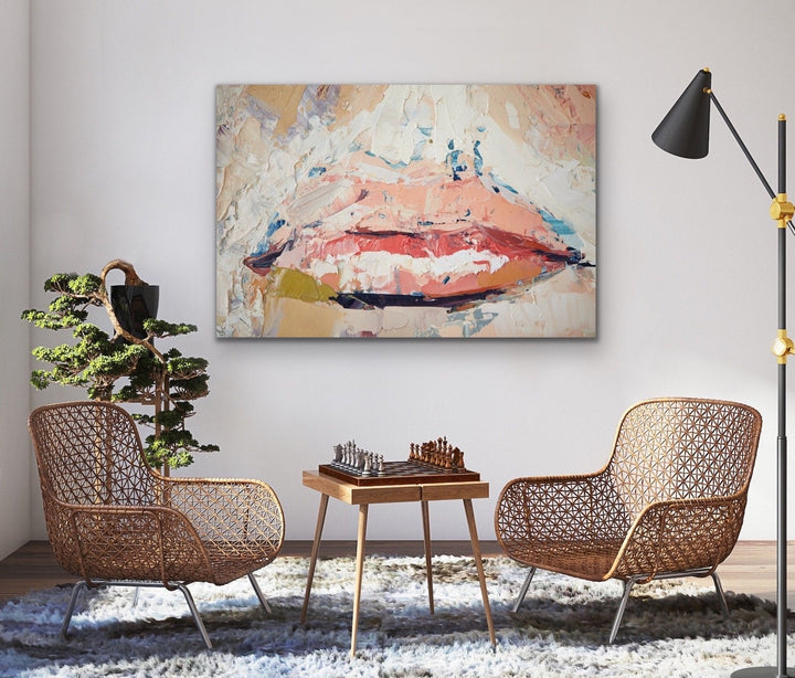 Her Lips - Portrait Print On Canvas Or Paper - I Heart Wall Art