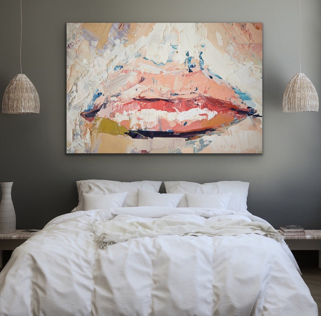 Her Lips - Portrait Print On Canvas Or Paper - I Heart Wall Art
