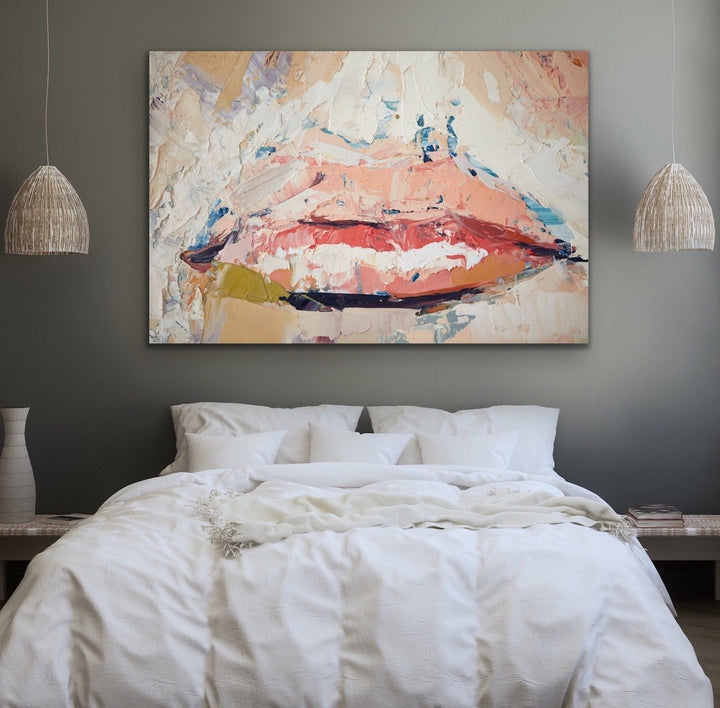 Her Lips - Portrait Print On Canvas Or Paper - I Heart Wall Art