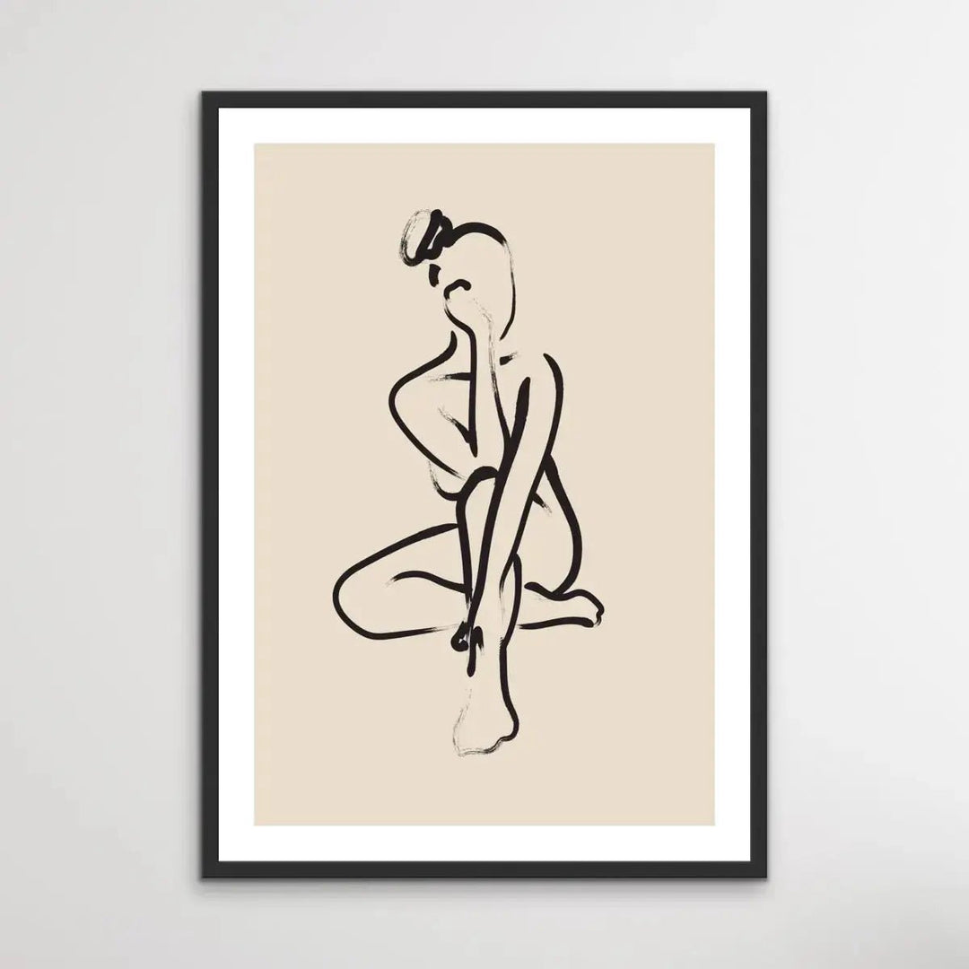 Her Shape Two - Minimalist Black and White Woman Body Classic Art Print - I Heart Wall Art - Poster Print, Canvas Print or Framed Art Print