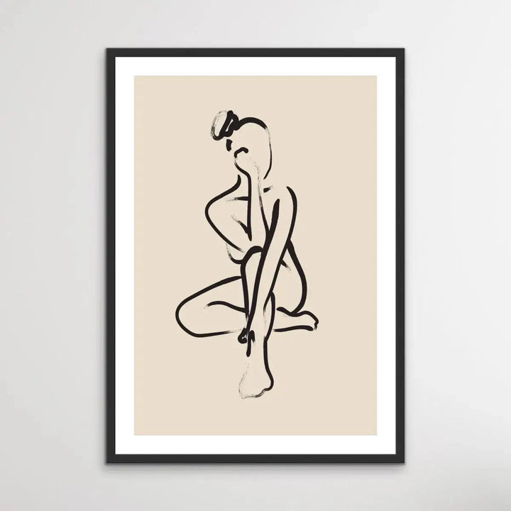 Her Shape Two - Minimalist Black and White Woman Body Classic Art Print - I Heart Wall Art - Poster Print, Canvas Print or Framed Art Print