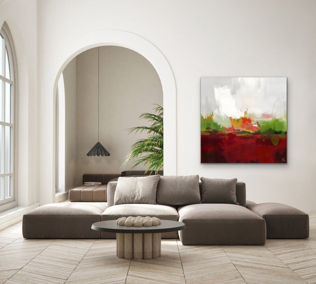 Hey Jude - Red and Green Abstract Landscape Art Print - I Heart Wall Art - Poster Print, Canvas Print or Framed Art Print