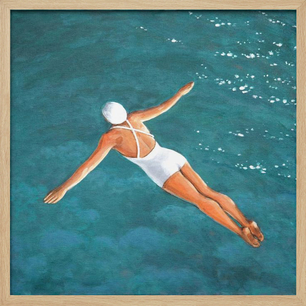 High Diver Above Water - Square Stretched Canvas, Poster or Fine Art Print I Heart Wall Art