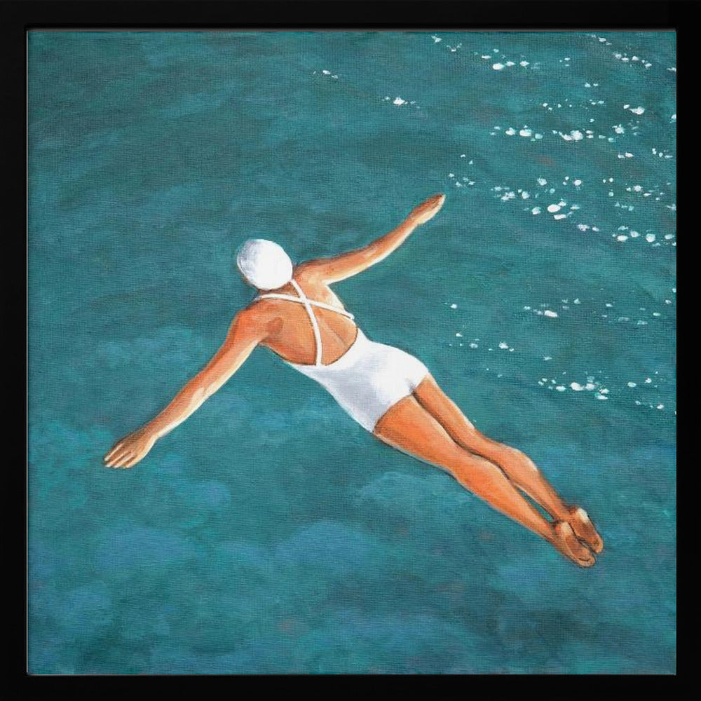 High Diver Above Water - Square Stretched Canvas, Poster or Fine Art Print I Heart Wall Art