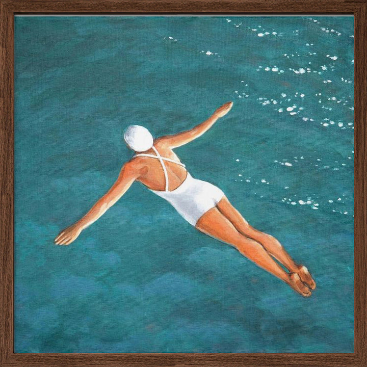 High Diver Above Water - Square Stretched Canvas, Poster or Fine Art Print I Heart Wall Art