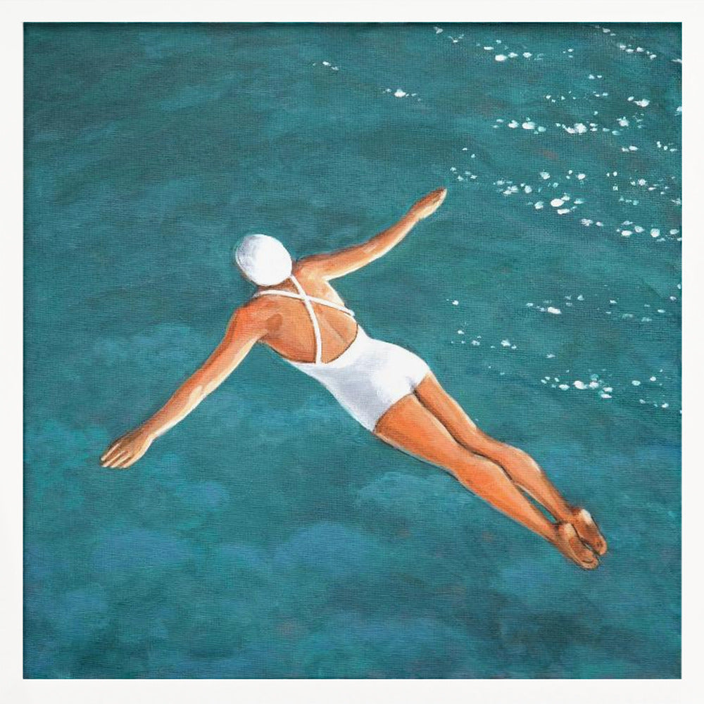 High Diver Above Water - Square Stretched Canvas, Poster or Fine Art Print I Heart Wall Art