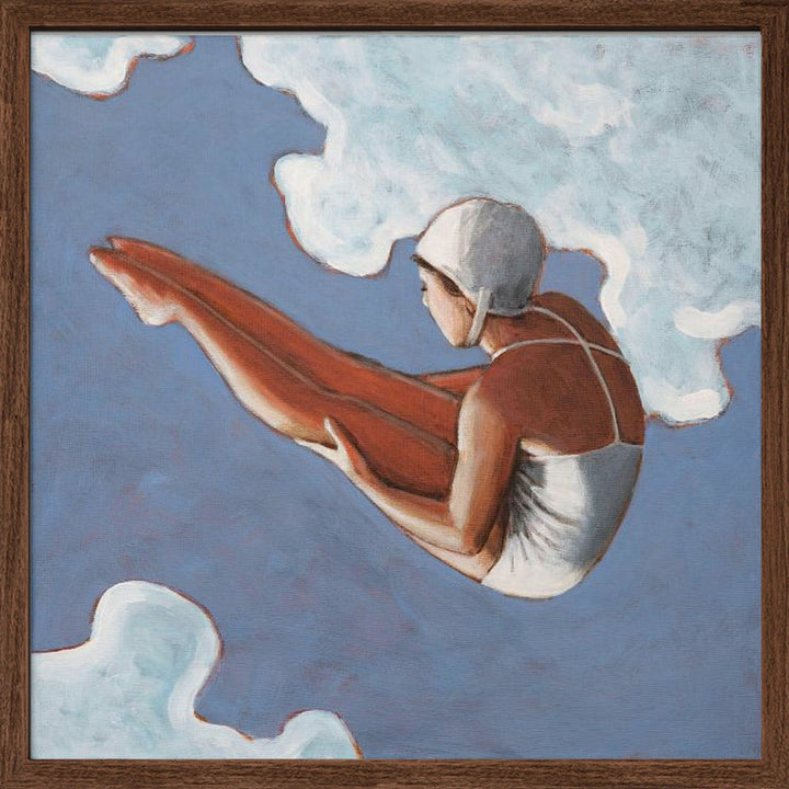 High Diver In Bold Clouds - Square Stretched Canvas, Poster or Fine Art Print I Heart Wall Art