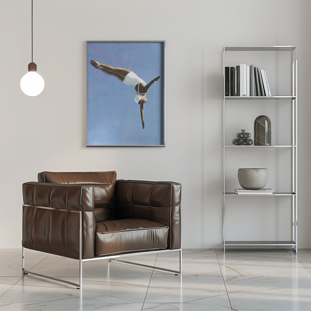 High Diver in White - Stretched Canvas, Poster or Fine Art Print I Heart Wall Art
