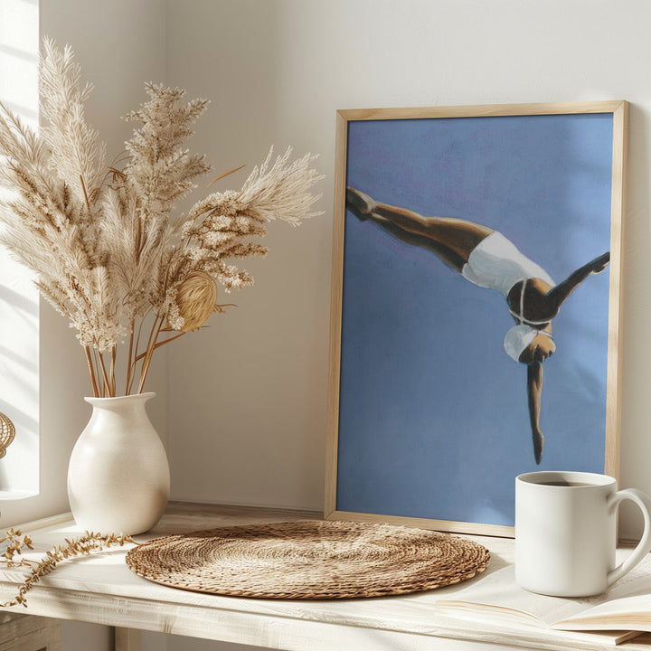 High Diver in White - Stretched Canvas, Poster or Fine Art Print I Heart Wall Art