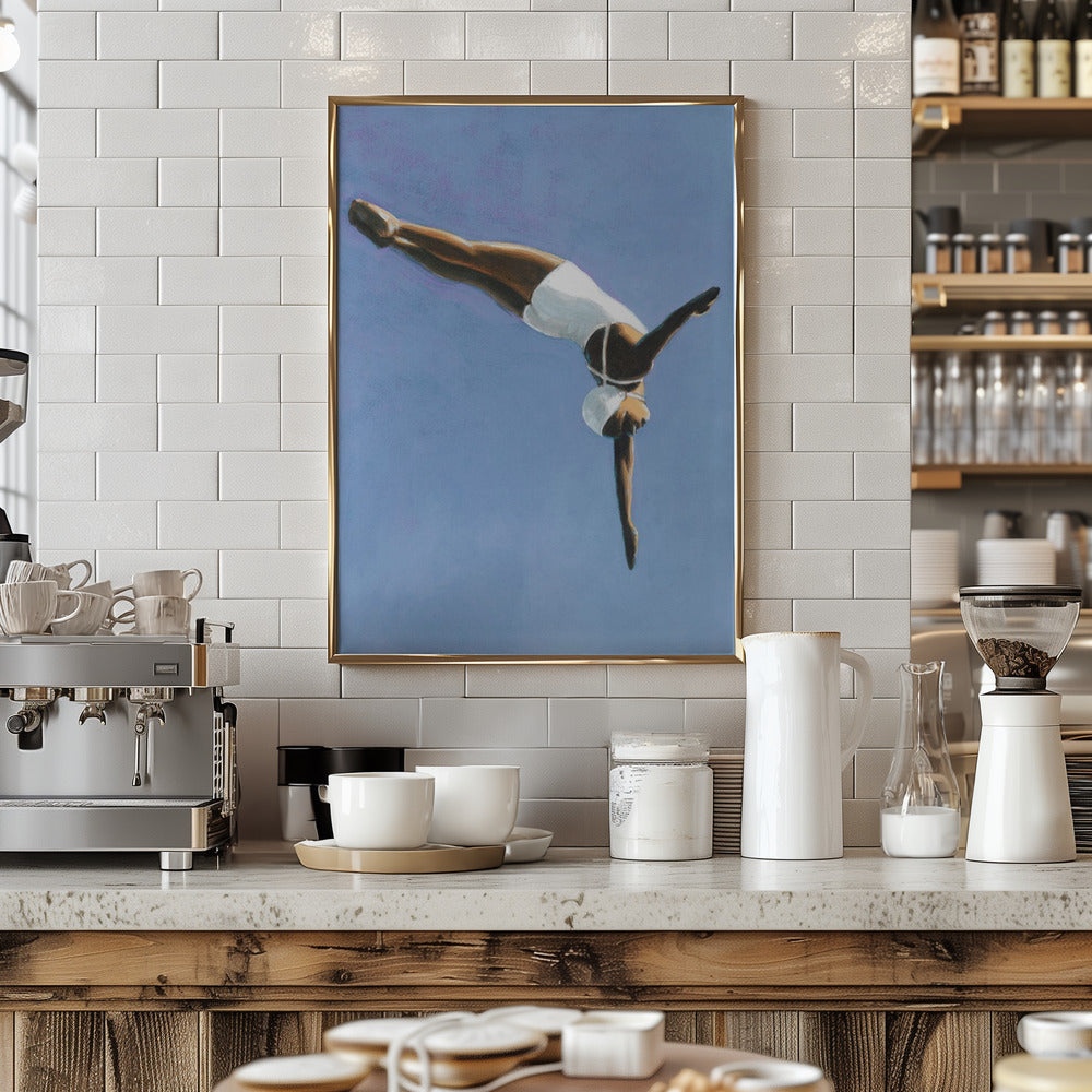 High Diver in White - Stretched Canvas, Poster or Fine Art Print I Heart Wall Art