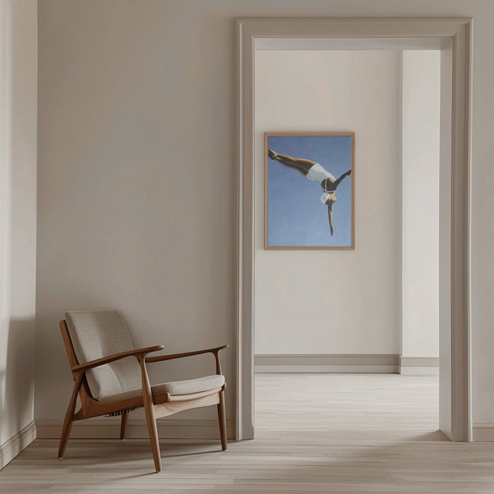 High Diver in White - Stretched Canvas, Poster or Fine Art Print I Heart Wall Art