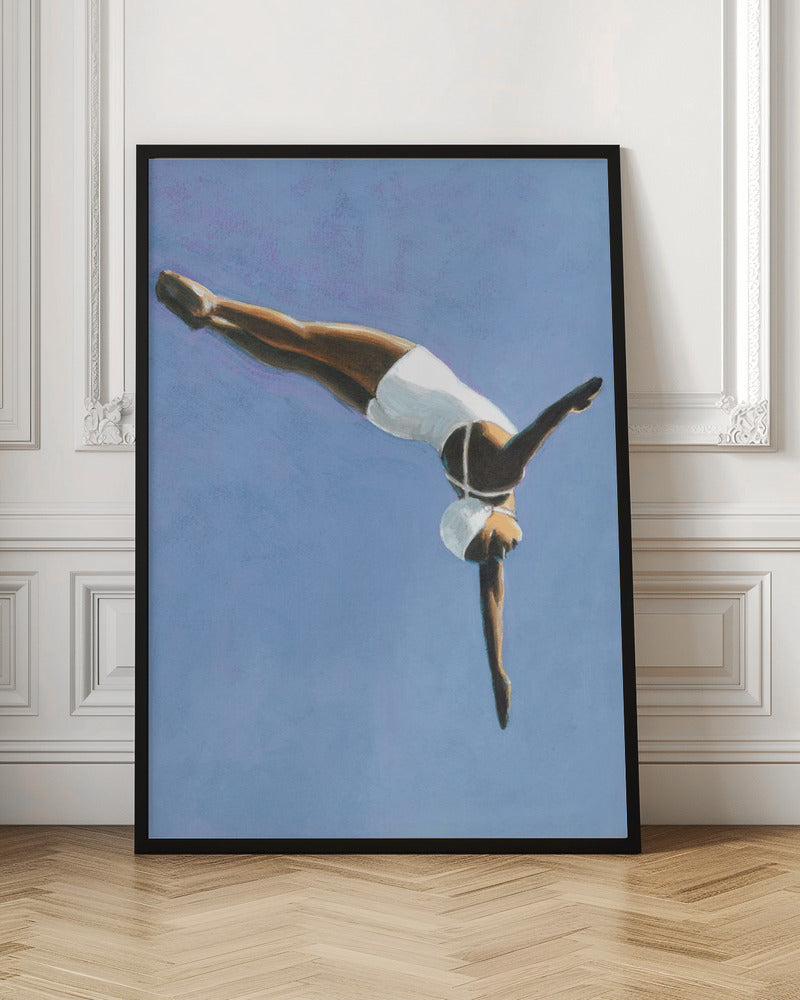High Diver in White - Stretched Canvas, Poster or Fine Art Print I Heart Wall Art