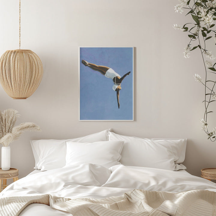 High Diver in White - Stretched Canvas, Poster or Fine Art Print I Heart Wall Art