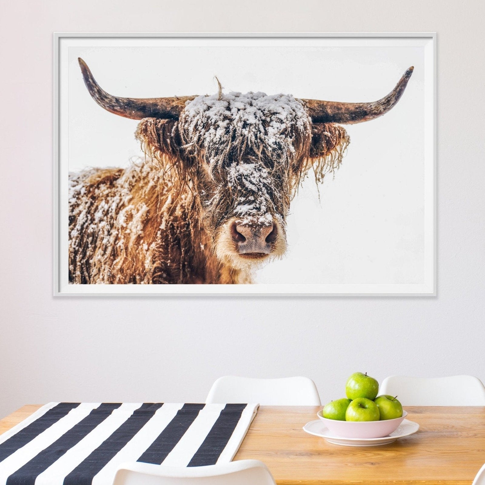 Highland Cow In The Snow - Canvas and Paper Photographic Wall Art Print - I Heart Wall Art