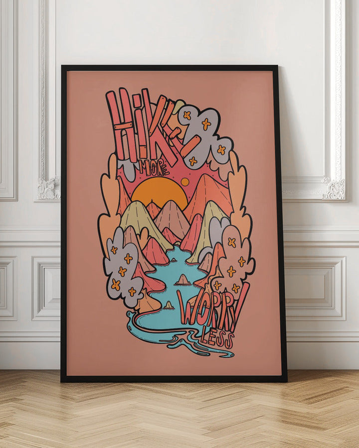 Hike More Worry Less - Stretched Canvas, Poster or Fine Art Print I Heart Wall Art