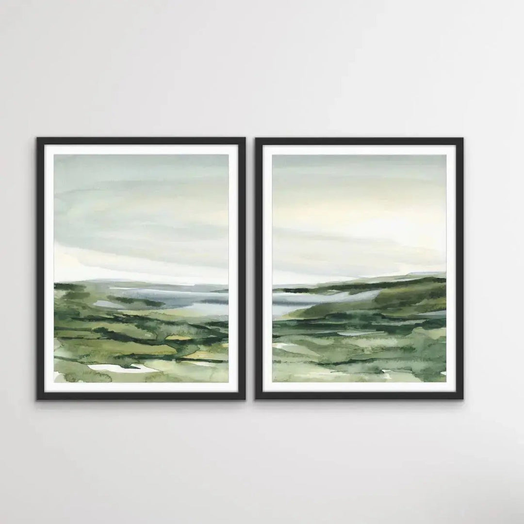 Hillside - Two Piece Landscape Print Set - I Heart Wall Art - Poster Print, Canvas Print or Framed Art Print