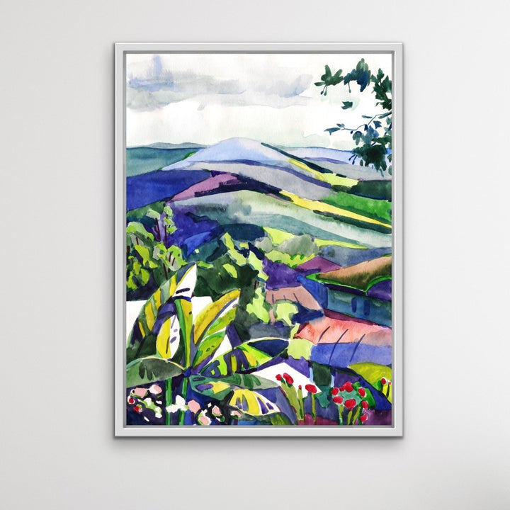 Hinterland - Colourful Watercolour Landscape Print on Canvas or Paper - I Heart Wall Art