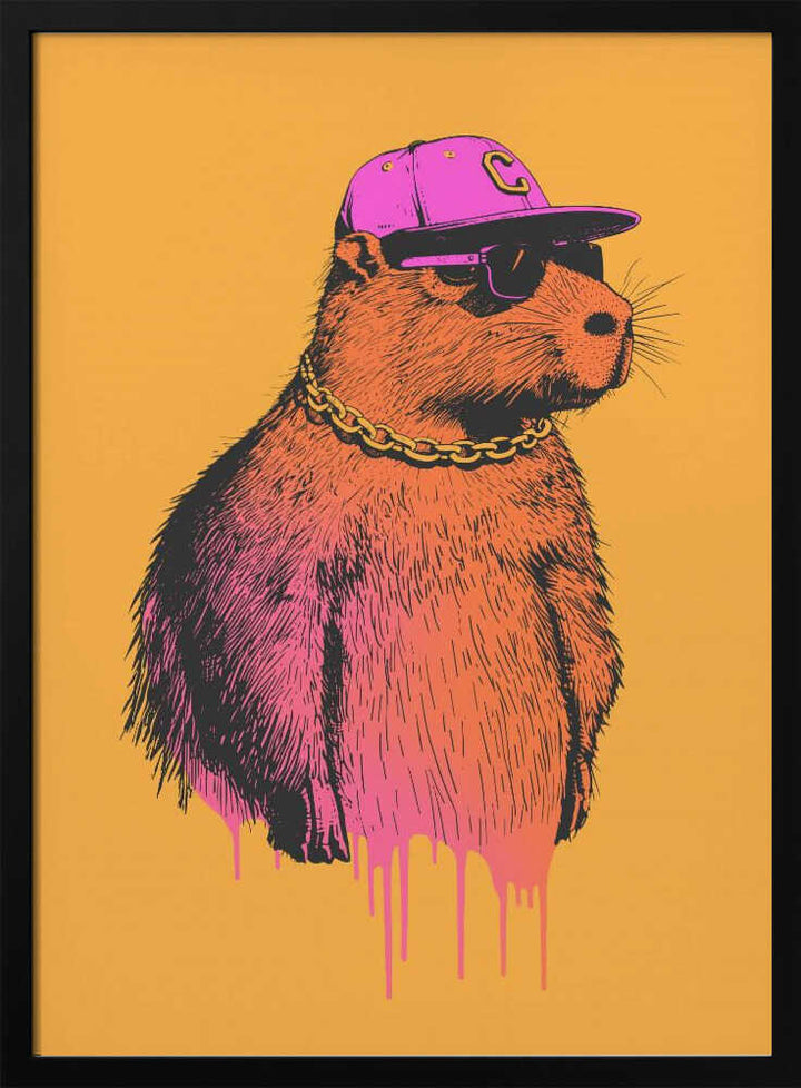 Hip Capybara Portrait - Stretched Canvas, Poster or Fine Art Print - I Heart Wall Art - Poster Print, Canvas Print or Framed Art Print