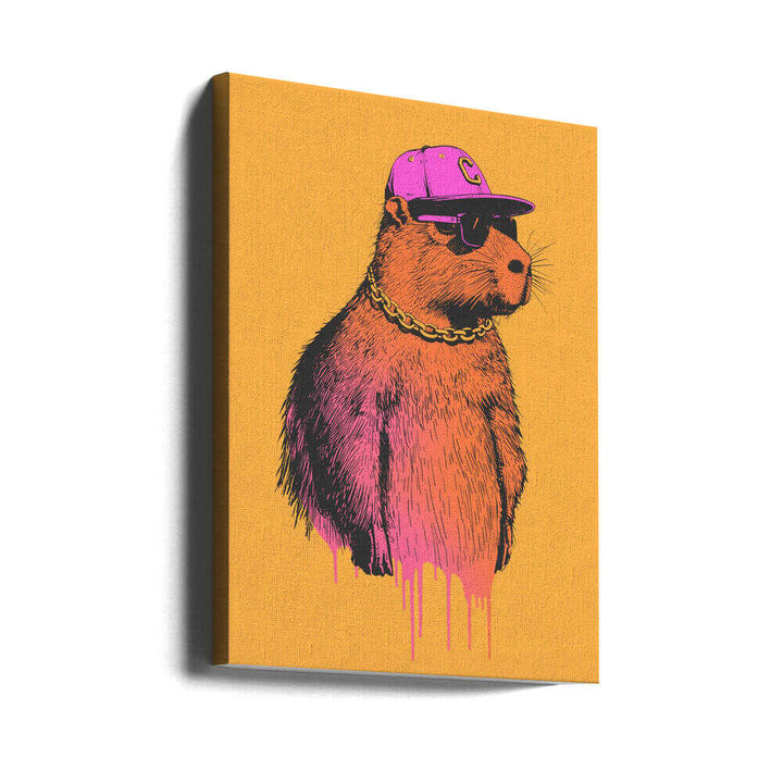 Hip Capybara Portrait - Stretched Canvas, Poster or Fine Art Print - I Heart Wall Art - Poster Print, Canvas Print or Framed Art Print
