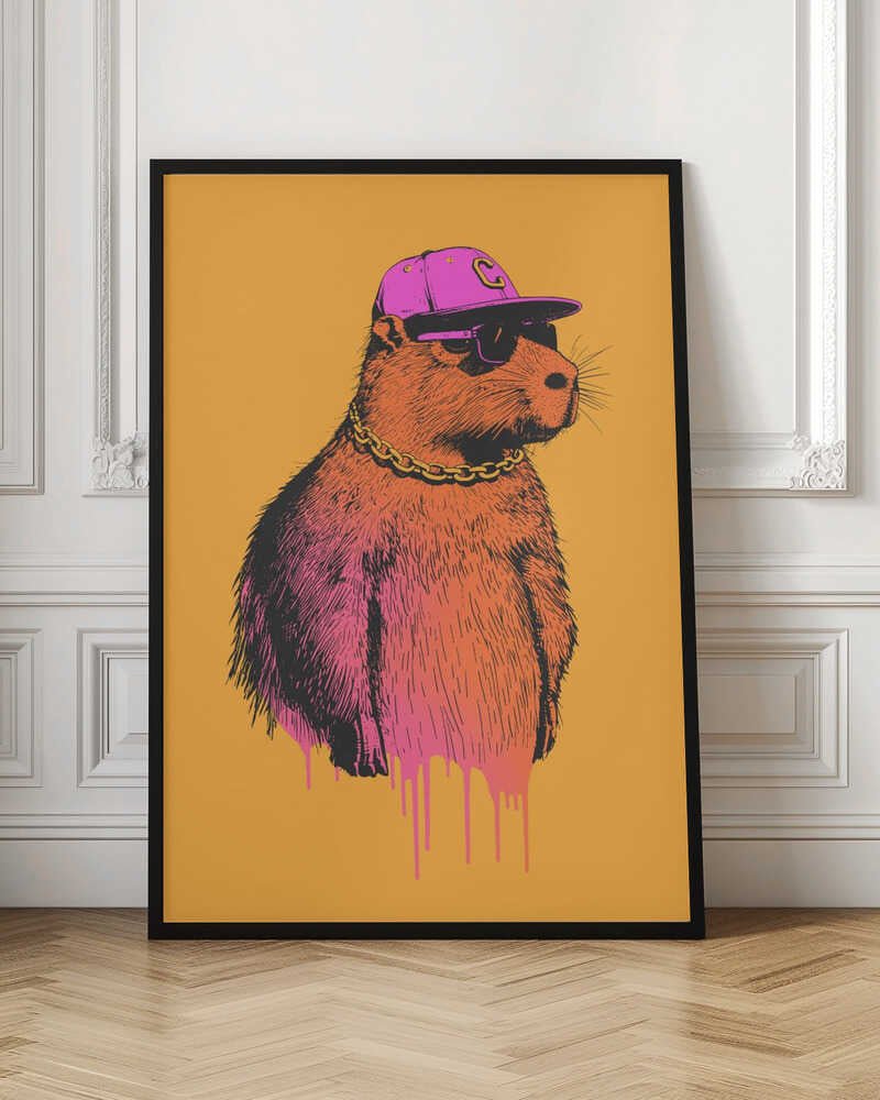 Hip Capybara Portrait - Stretched Canvas, Poster or Fine Art Print - I Heart Wall Art - Poster Print, Canvas Print or Framed Art Print
