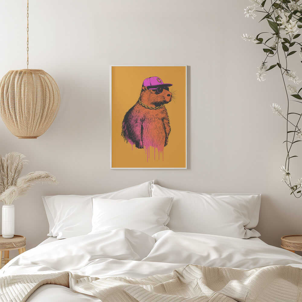 Hip Capybara Portrait - Stretched Canvas, Poster or Fine Art Print - I Heart Wall Art - Poster Print, Canvas Print or Framed Art Print