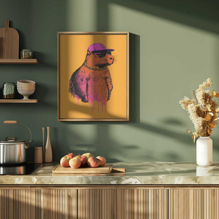 Hip Capybara Portrait - Stretched Canvas, Poster or Fine Art Print - I Heart Wall Art - Poster Print, Canvas Print or Framed Art Print