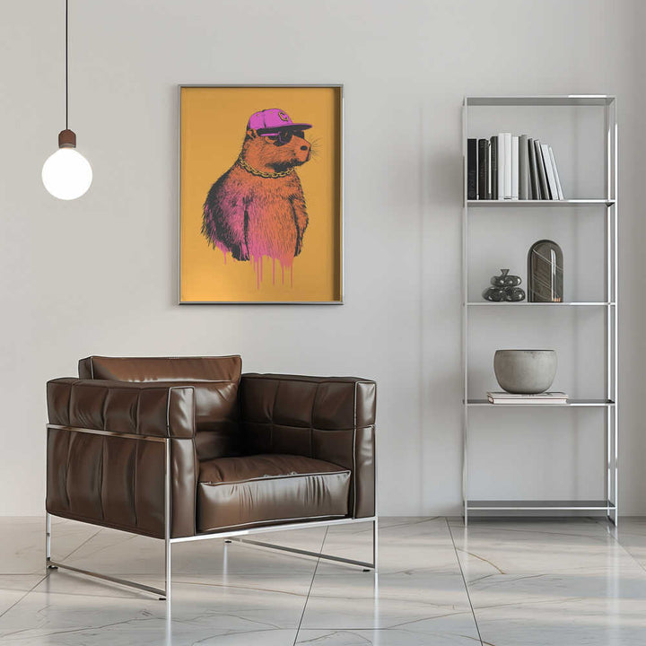 Hip Capybara Portrait - Stretched Canvas, Poster or Fine Art Print - I Heart Wall Art - Poster Print, Canvas Print or Framed Art Print