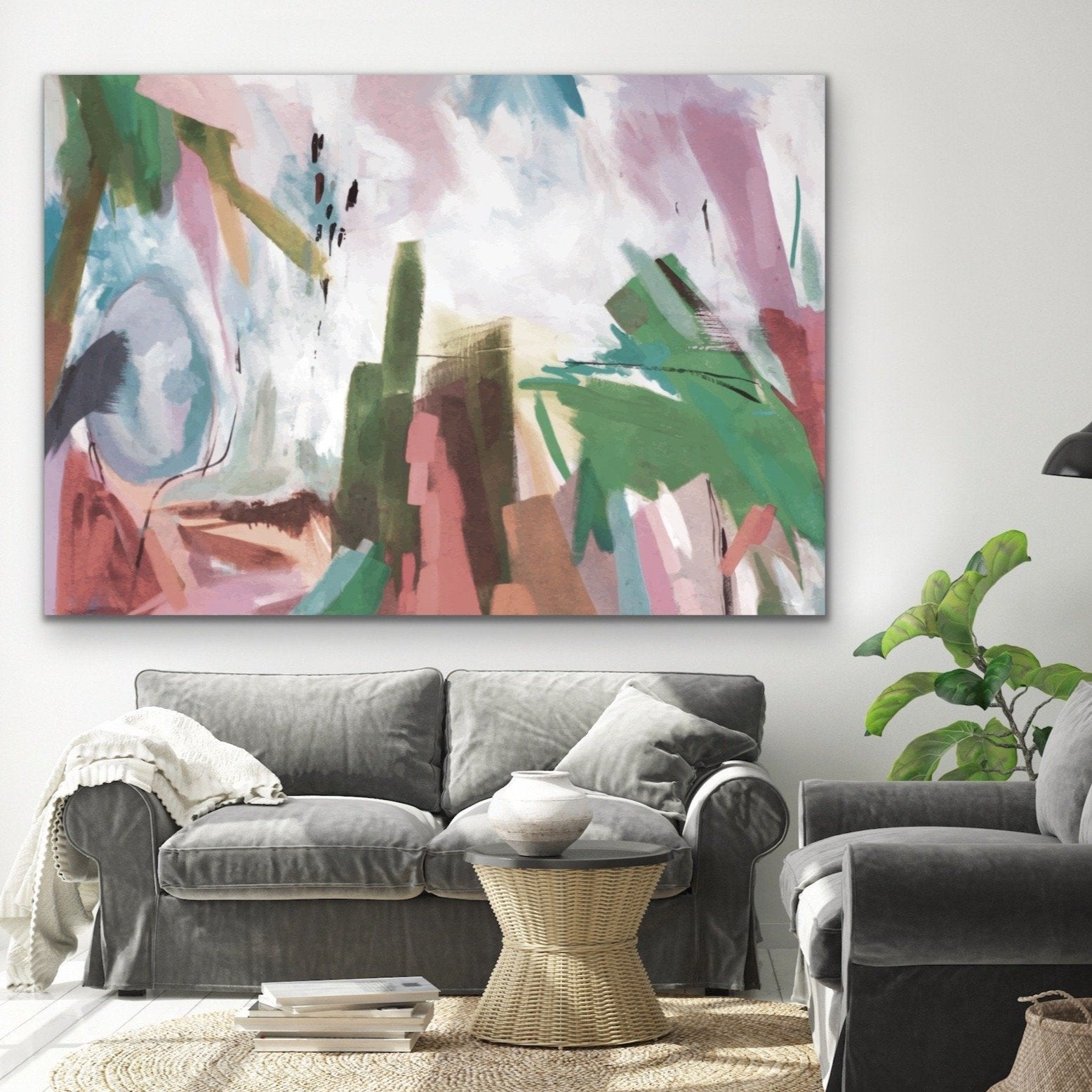 Holiday -  Original Abstract Nature Painting Stretched Canvas Wall Art Print - I Heart Wall Art