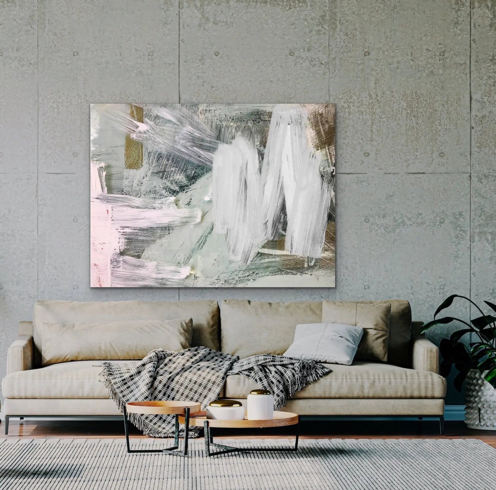 Honey I'm Home - Abstract Painted Neutral-Toned Artwork as Canvas or Art Print I Heart Wall Art Australia 