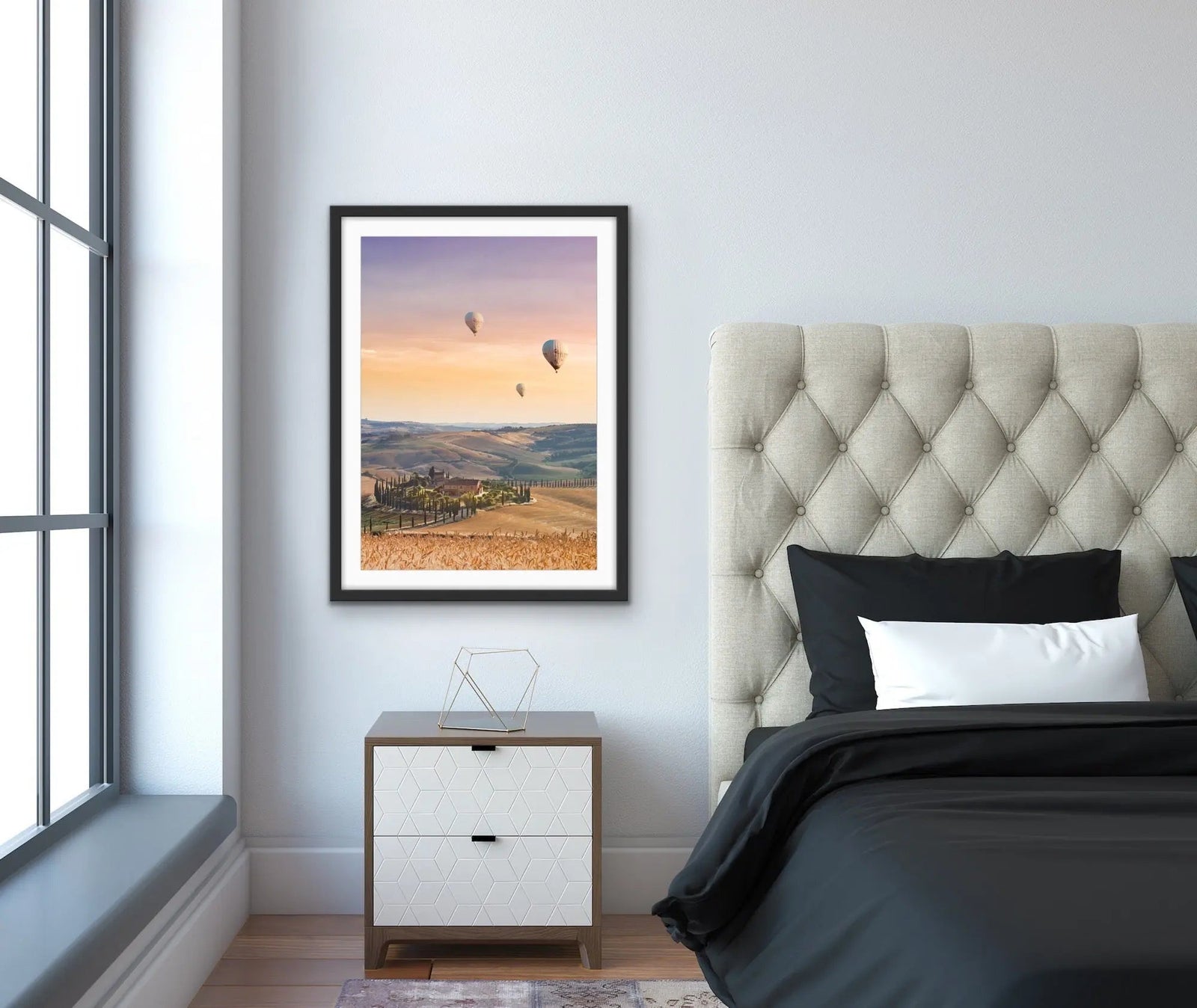 Hot Air Balloons Over Tuscany - Italian Landscape Art Print Stretched Canvas Wall Art - I Heart Wall Art