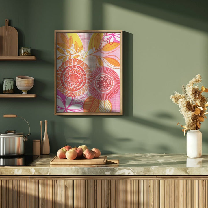 Hot Floral - Stretched Canvas, Poster or Fine Art Print - I Heart Wall Art - Poster Print, Canvas Print or Framed Art Print
