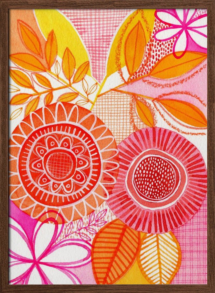 Hot Floral - Stretched Canvas, Poster or Fine Art Print - I Heart Wall Art - Poster Print, Canvas Print or Framed Art Print