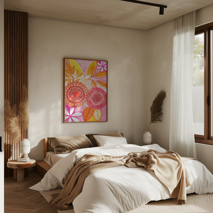 Hot Floral - Stretched Canvas, Poster or Fine Art Print - I Heart Wall Art - Poster Print, Canvas Print or Framed Art Print