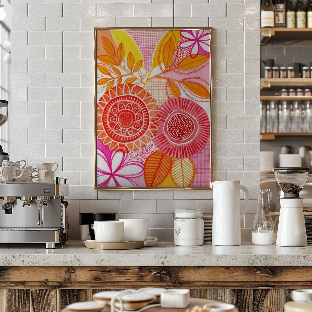 Hot Floral - Stretched Canvas, Poster or Fine Art Print - I Heart Wall Art - Poster Print, Canvas Print or Framed Art Print